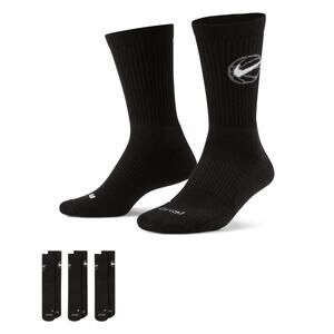 Nike Everyday Basketball Black Crew Socks 3 Pair Mens Size XL 12-15 DA2123-010